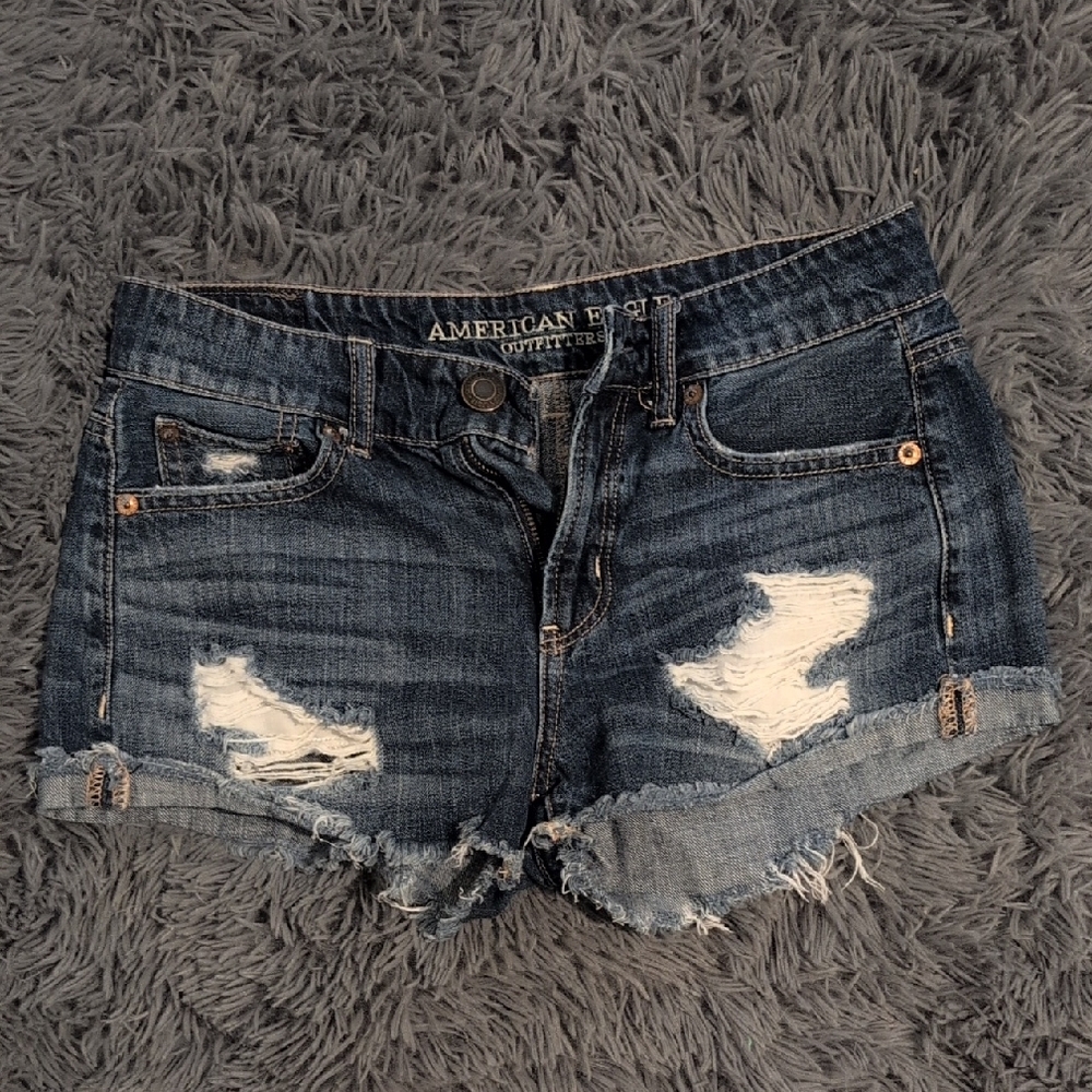 American Eagle Outfitters Distressed Blue Jean Shorts